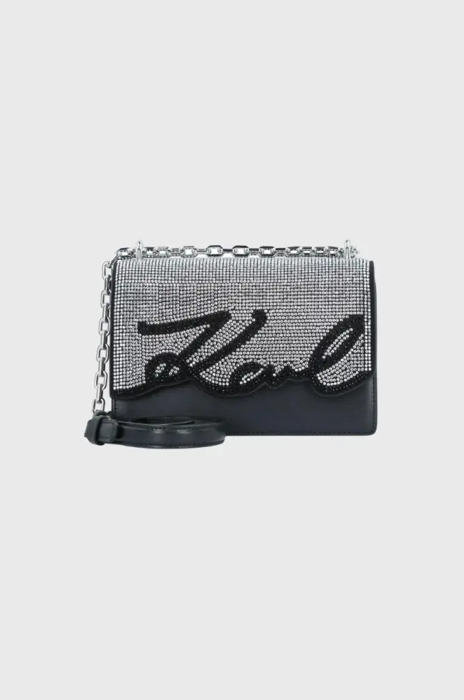 Karl Lagerfeld Kadın Mini Omuz Çantası Siyah/Gümüş - 5