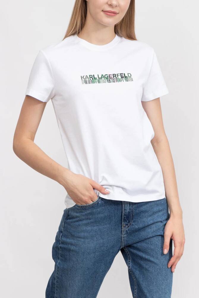 Karl Lagerfeld Kadın Tişört Beyaz - 3