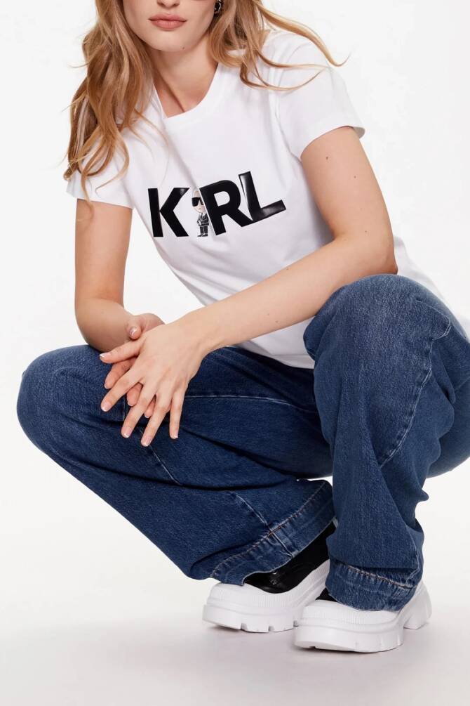Karl Lagerfeld Kadın Tişört Beyaz - 3