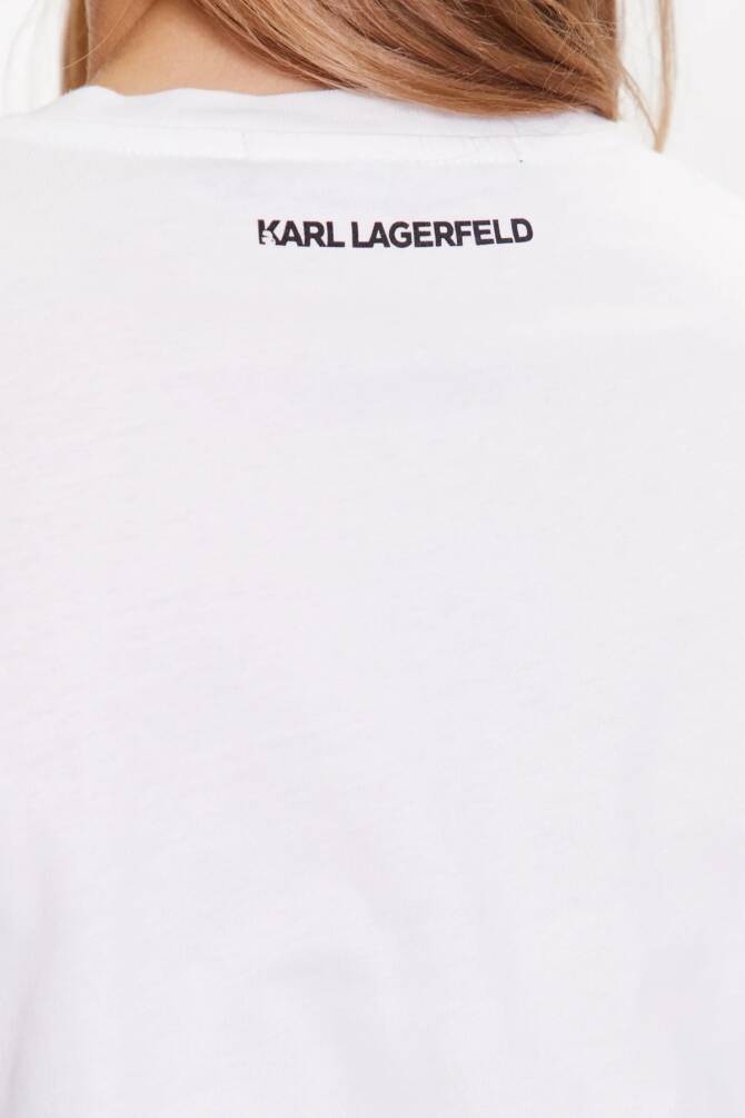 Karl Lagerfeld Kadın Tişört Beyaz - 5