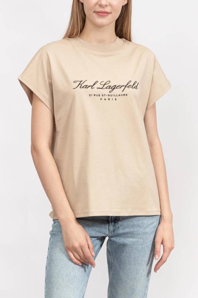 Karl Lagerfeld Kadın Tişört Krem - 1