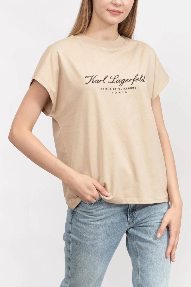 Karl Lagerfeld Kadın Tişört Krem - 3