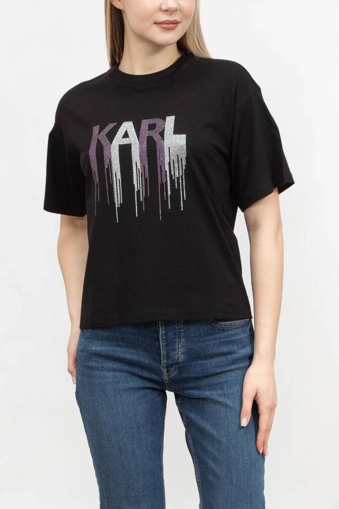 Karl Lagerfeld Kadın Tişört Siyah - 3