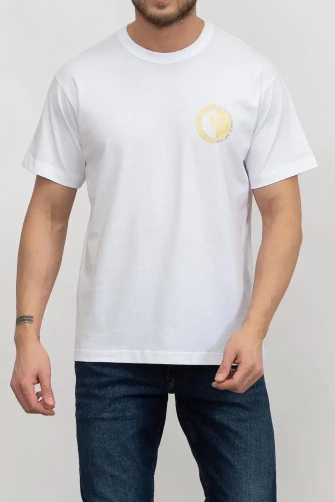 Versace Jeans Couture Erkek Tişört Beyaz/Altın - 1