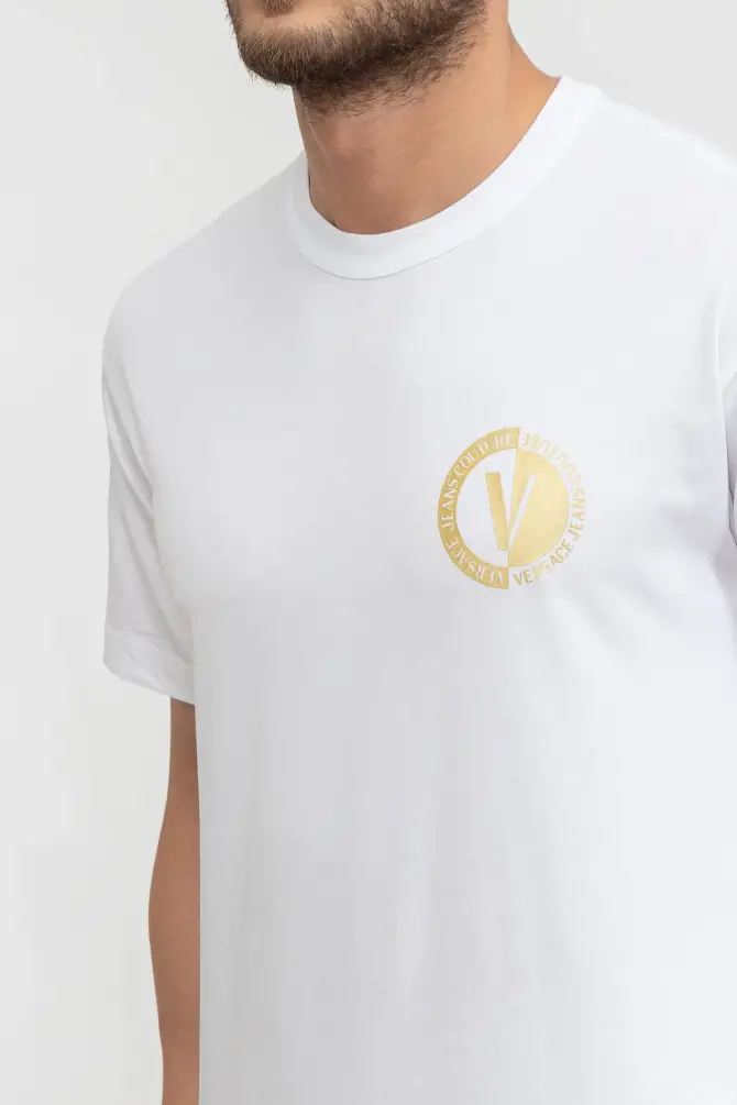 Versace Jeans Couture Erkek Tişört Beyaz/Altın - 2