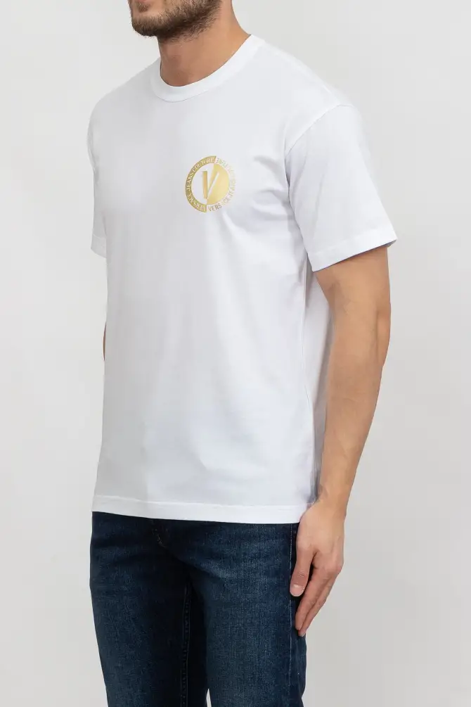 Versace Jeans Couture Erkek Tişört Beyaz/Altın - 3