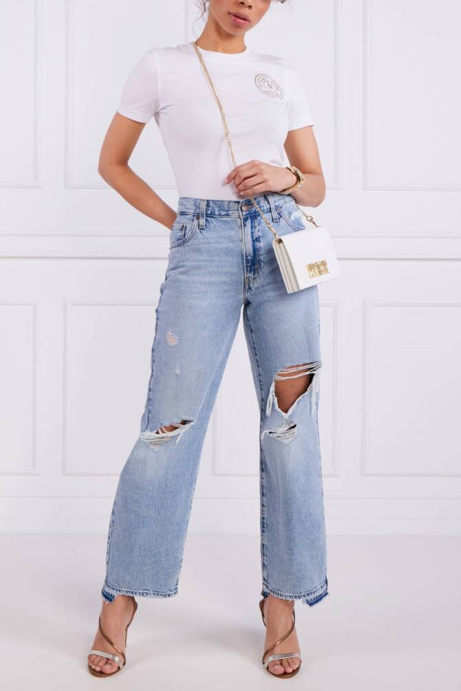 Versace Jeans Couture Kadın Tişört Beyaz/Altın - 4